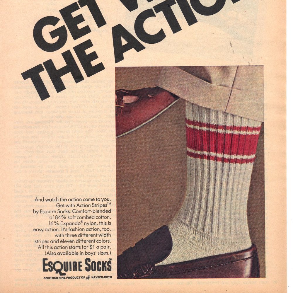 Vintage 1966 Esquire Socks Print Ad PA226